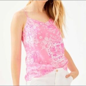 Lilly Pulitzer silk dusk tank top pink